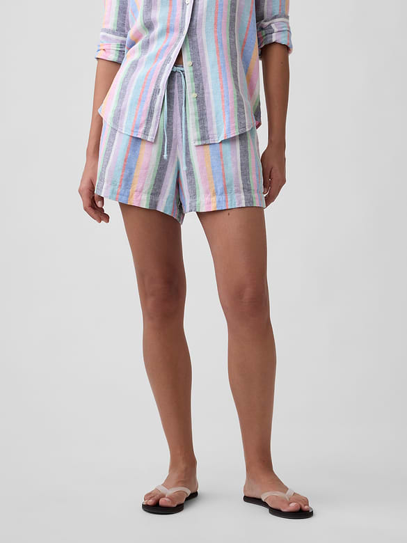 4" Pull-On Linen-Blend Shorts