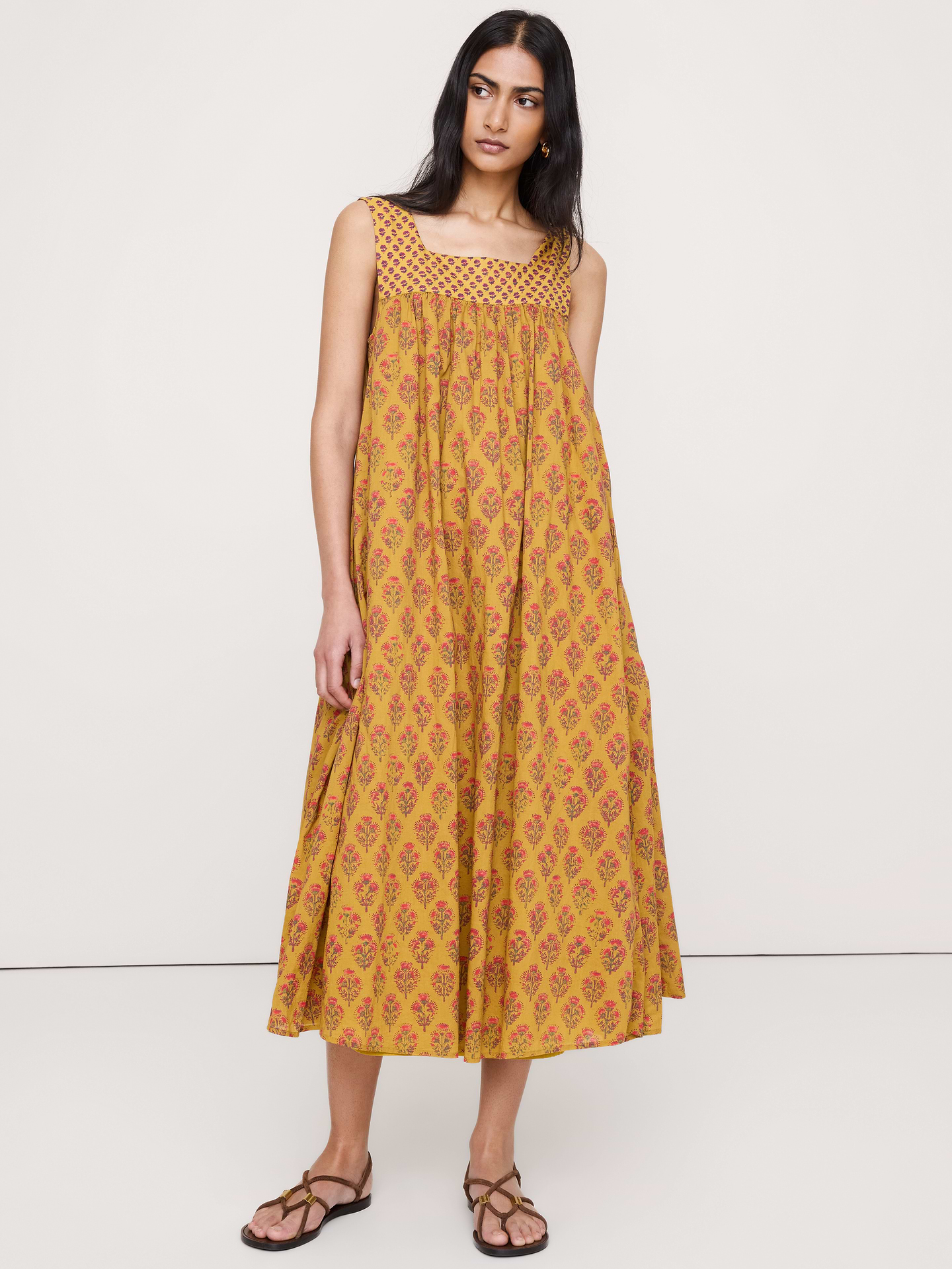 Image number 1 showing, Cotton Square-Neck Dress
