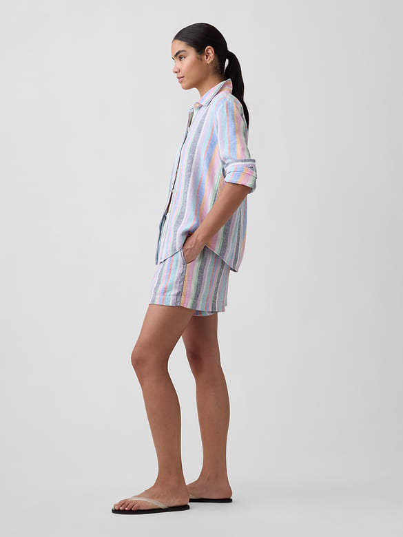 4" Pull-On Linen-Blend Shorts
