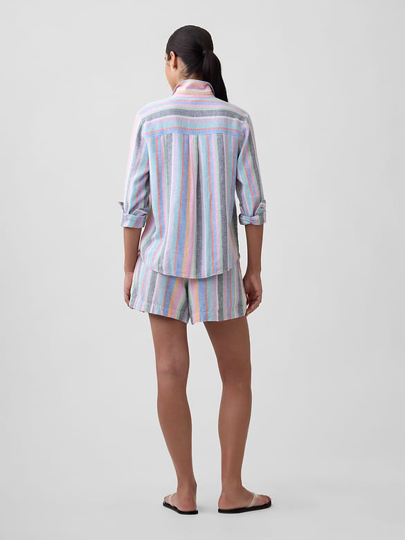 4" Pull-On Linen-Blend Shorts