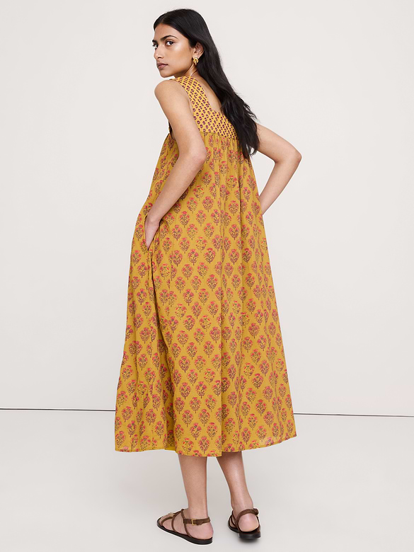 Cotton Square-Neck Dress