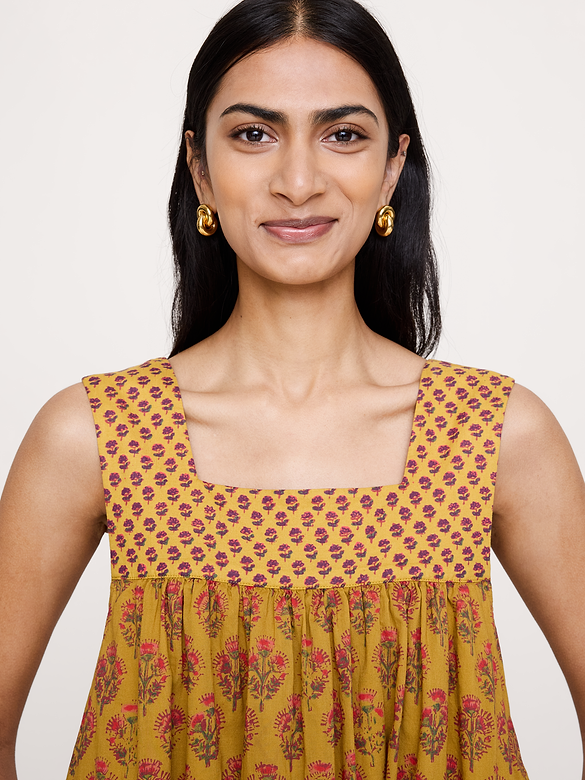 Cotton Square-Neck Dress