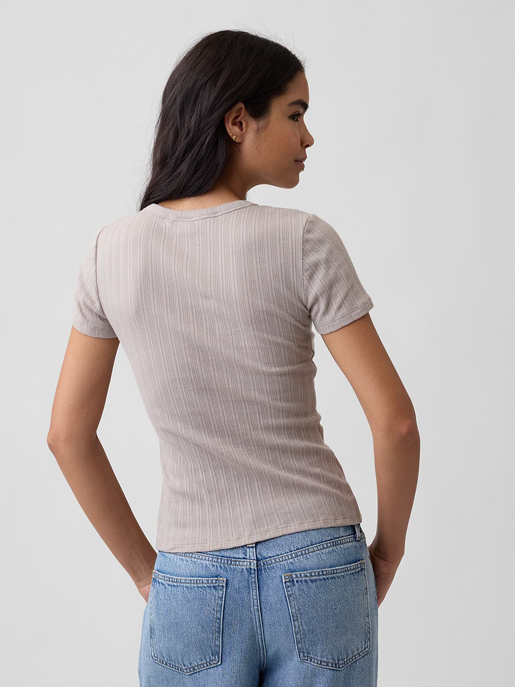 Image number 2 showing, Ribbed Pointelle Crewneck T-Shirt
