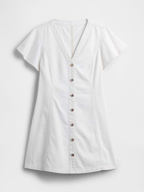 Denim Button-Front Mini Dress