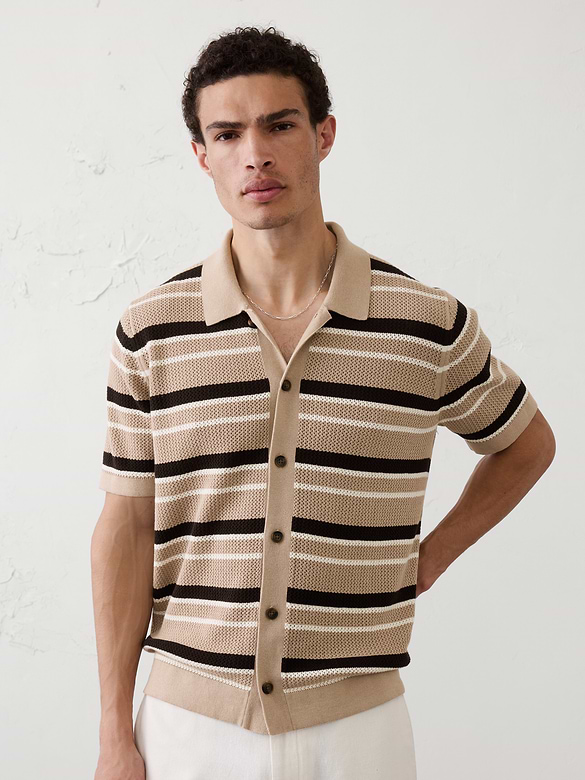 Mesh Sweater Polo