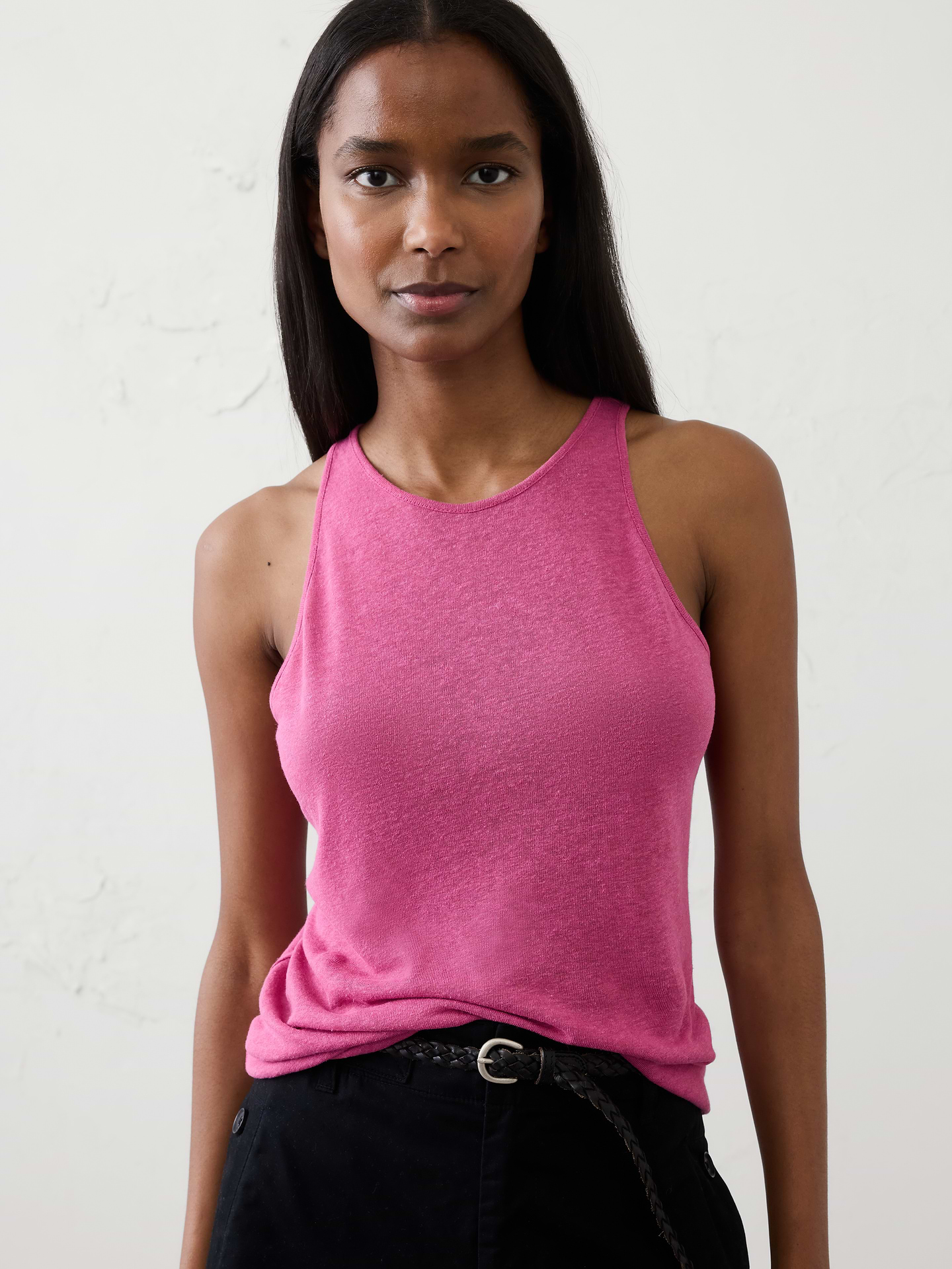 Image number 1 showing, Linen-Blend Racer Back Tank