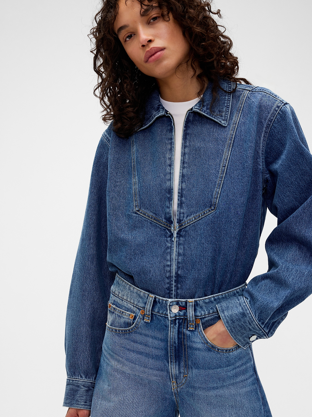 Gap × Victoria Beckham Denim Zip Shirt | Gap