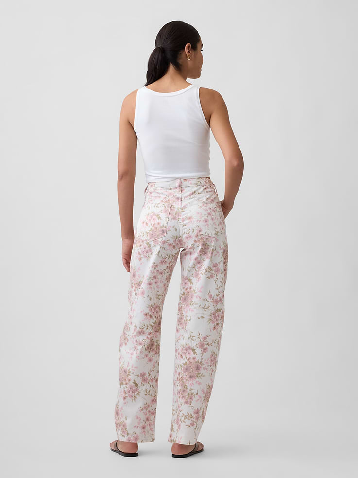 Image number 4 showing, High Rise Print Barrel Jeans