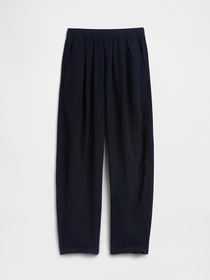 Image 7 of 7, Mid Rise Pull-On Barrel Gauze Pants