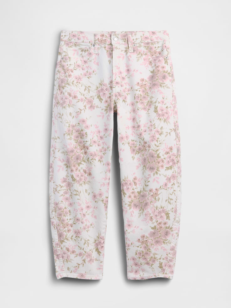 Image number 7 showing, High Rise Print Barrel Jeans