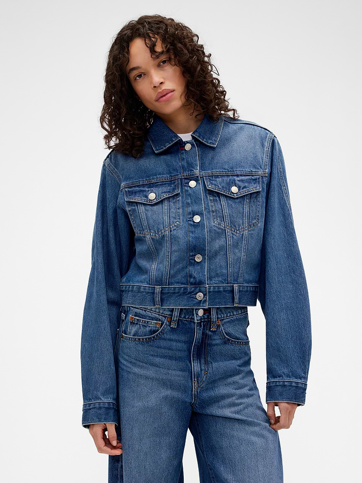 Image number 1 showing, Gap × Victoria Beckham Relaxed Crop Denim Jacket