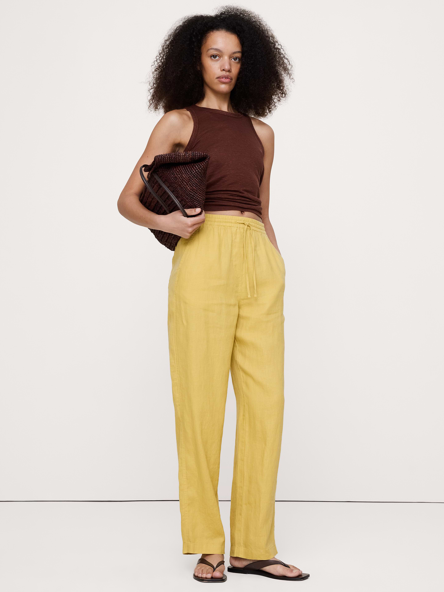Image number 1 showing, The Getaway Straight-Leg Pull-On Pant in Linen