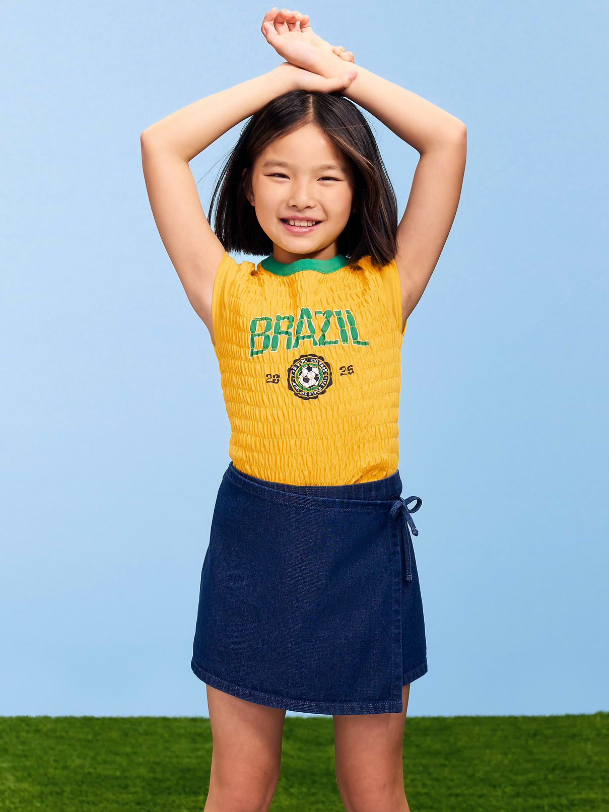 Image number 1 showing, FIFA World Cup 26™ Brazil Smocked Graphic T-Shirt for Girls