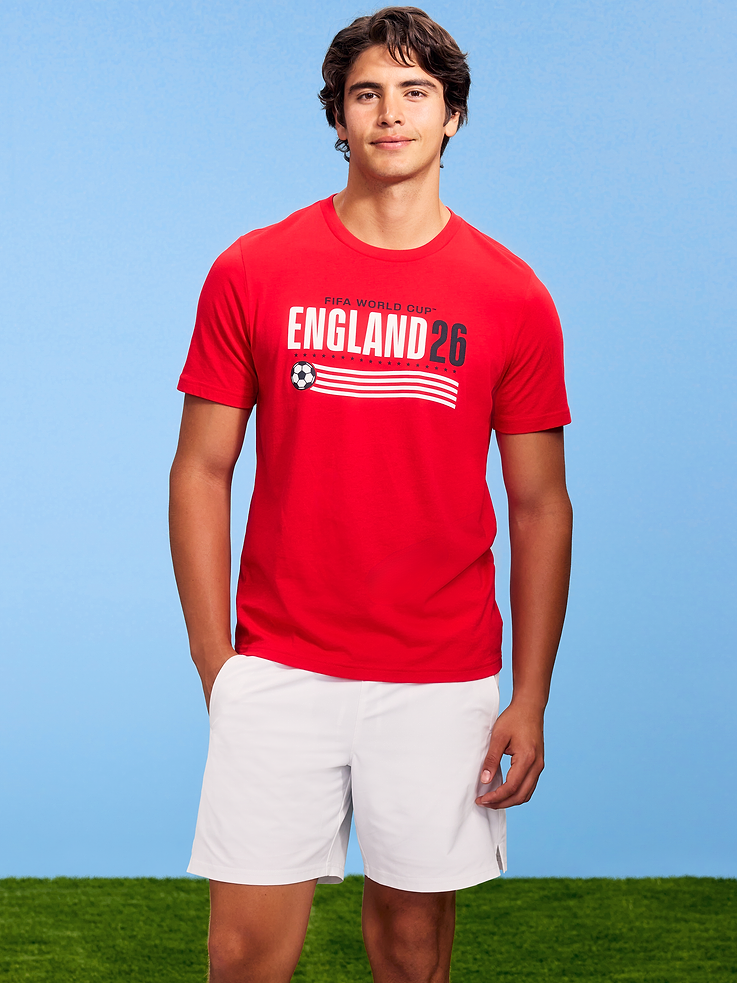 Image 1 of 5, rib-knit crew neck, short sleeves, graphic at front, © FIFA, FIFA'S OFFICIAL LICENSED PRODUCT LOGOS, AND ALL BRAND ELEMENTS, DESIGNS AND TRADE NAMES OF FIFA AND FIFAE TOURNAMENTS, EVENTS AND PRODUCTS ARE COPYRIGHTS AND/OR TRADEMARKS OF FIFA., Product #901970