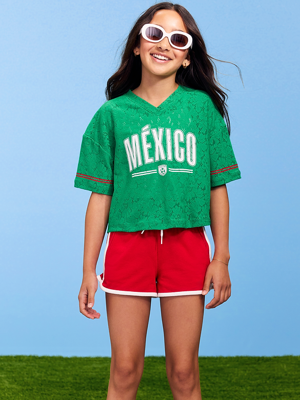 FIFA World Cup 26™ Mexico Boxy Lace V-Neck T-Shirt for Girls