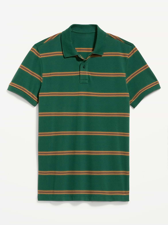 Striped Pique Polo