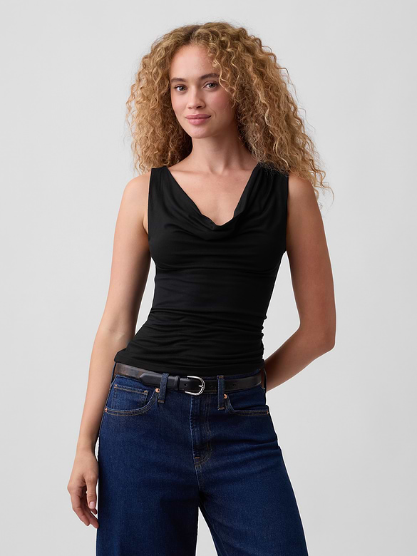 Sleeveless Cowl-Neck Top