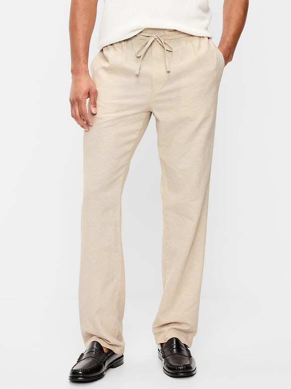 90's Straight-Fit Linen-Blend Pants