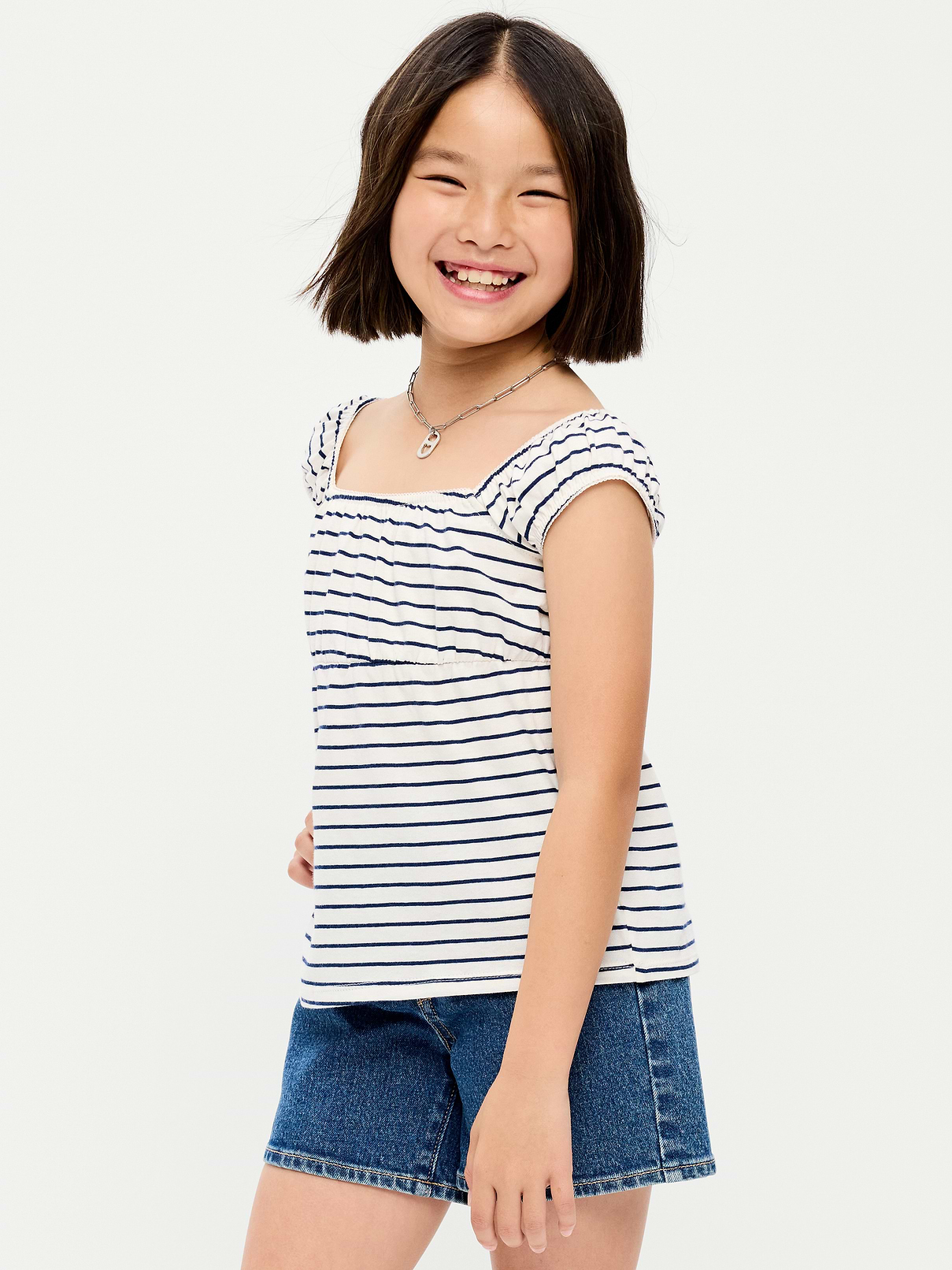 Image number 1 showing, Printed Short-Sleeve Scallop-Trim Top for Girls