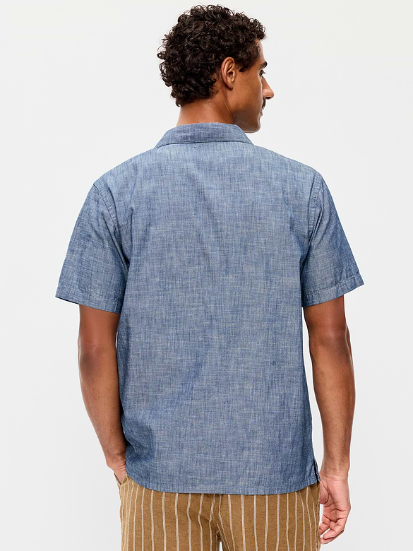 Chemise de vacances en chambray à manches courtes