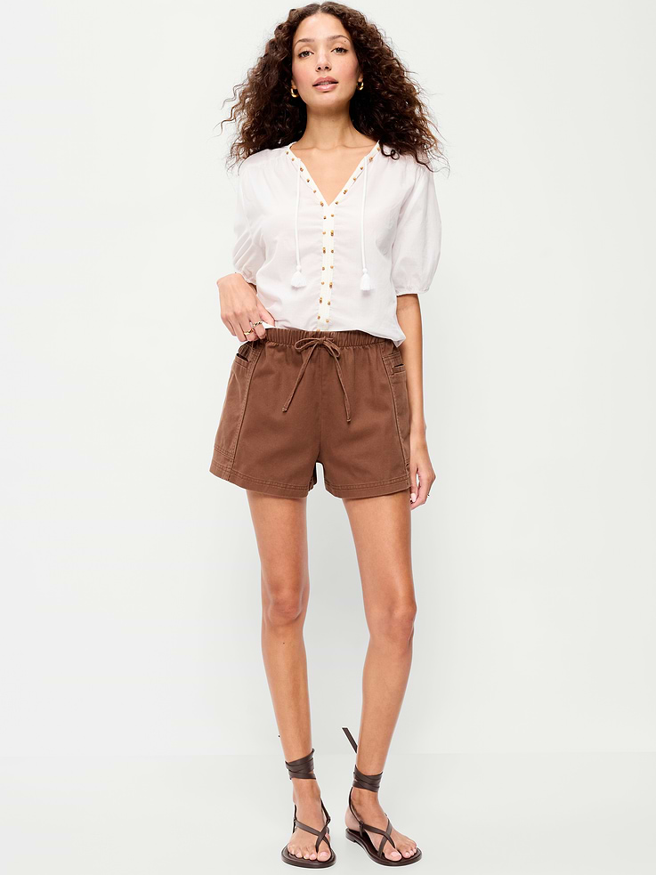 Image number 1 showing, High-Waisted Pull-On Utility Shorts