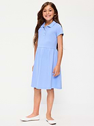 Image number 1 showing, School Uniform Fit and Flare Pique Polo Dress for Girls