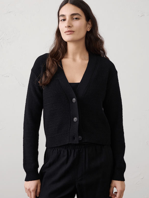 Cotton Tape Cropped Cardigan