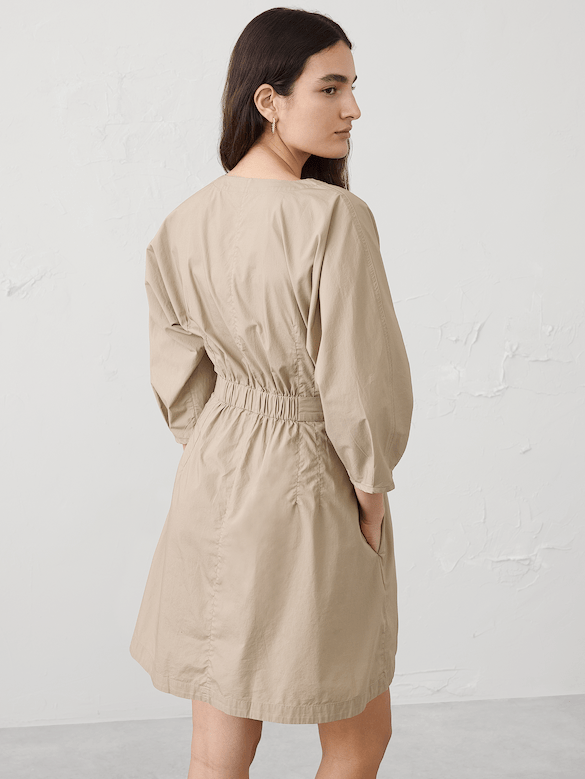 Split-Crewneck Above-Knee Dress