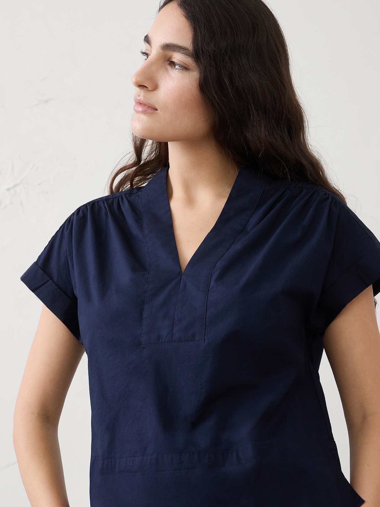 Poplin Split-Neck Top | Banana Republic Factory