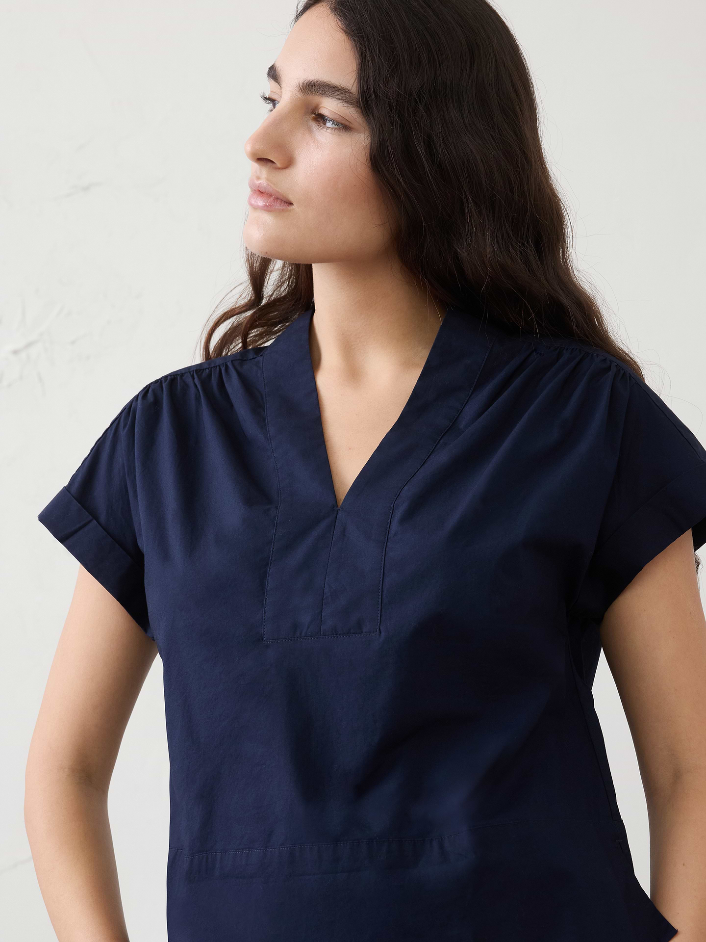 Image number 3 showing, Poplin Split-Neck Top
