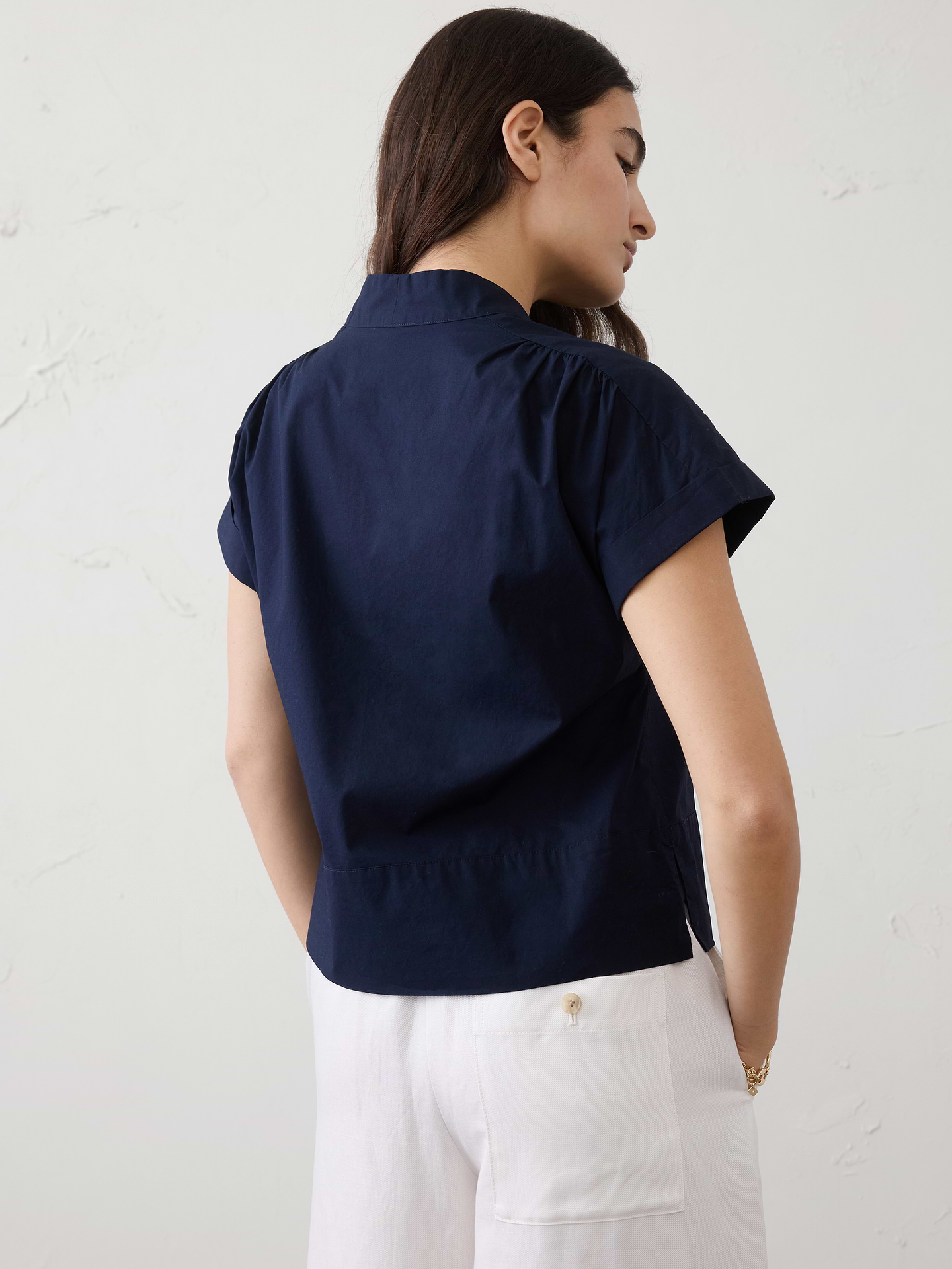 Image number 2 showing, Poplin Split-Neck Top