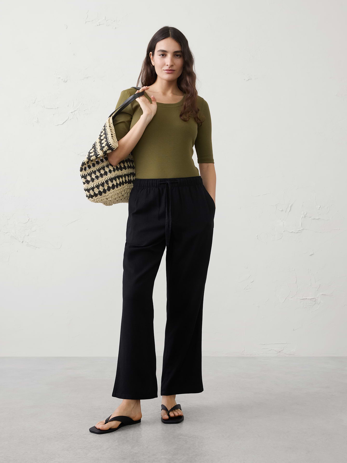 Image number 1 showing, Ribbed Elbow-Sleeve T-Shirt