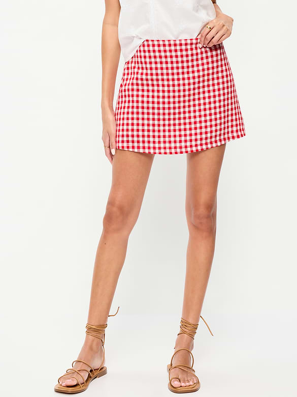 Linen-Blend Micro Skort