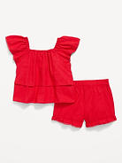 Image number 3 showing, Short-Sleeve Ruffled Linen-Blend Top and Shorts Set for Toddler Girls