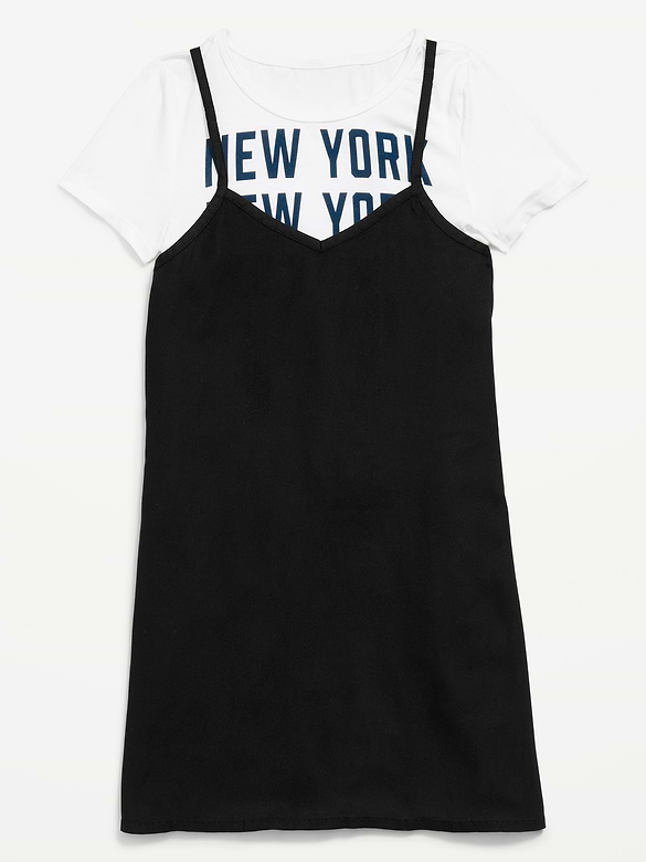 Short-Sleeve Graphic T-Shirt and Dress Set for Girls