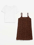 L'image numéro 4 présente Ensemble t-shirt à manches courtes et robe pour fille