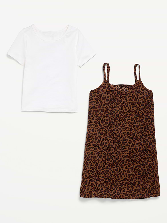 Short-Sleeve T-Shirt and Dress Set for Girls
