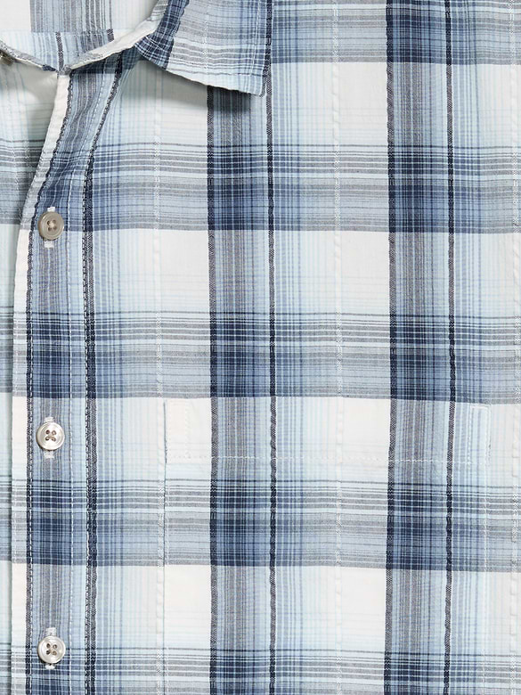 Loose Fit Textured Plaid Pocket Shirt