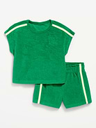 Image number 1 showing, Short-Sleeve Terry Top and Shorts Set for Toddler Girls