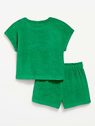 Image number 2 showing, Short-Sleeve Terry Top and Shorts Set for Toddler Girls