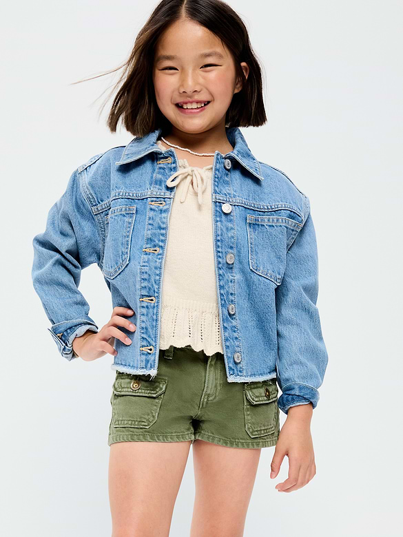 Short utilitaire en denim taille basse pour fille