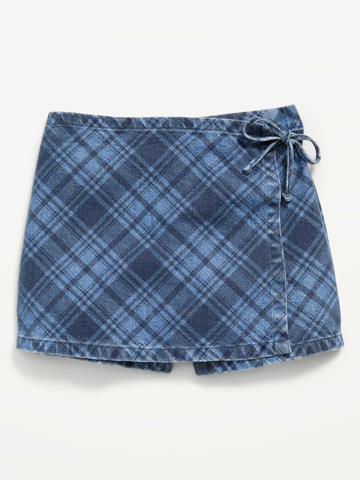 Image number 4 showing, Wrap-Front Plaid Denim Skort for Girls