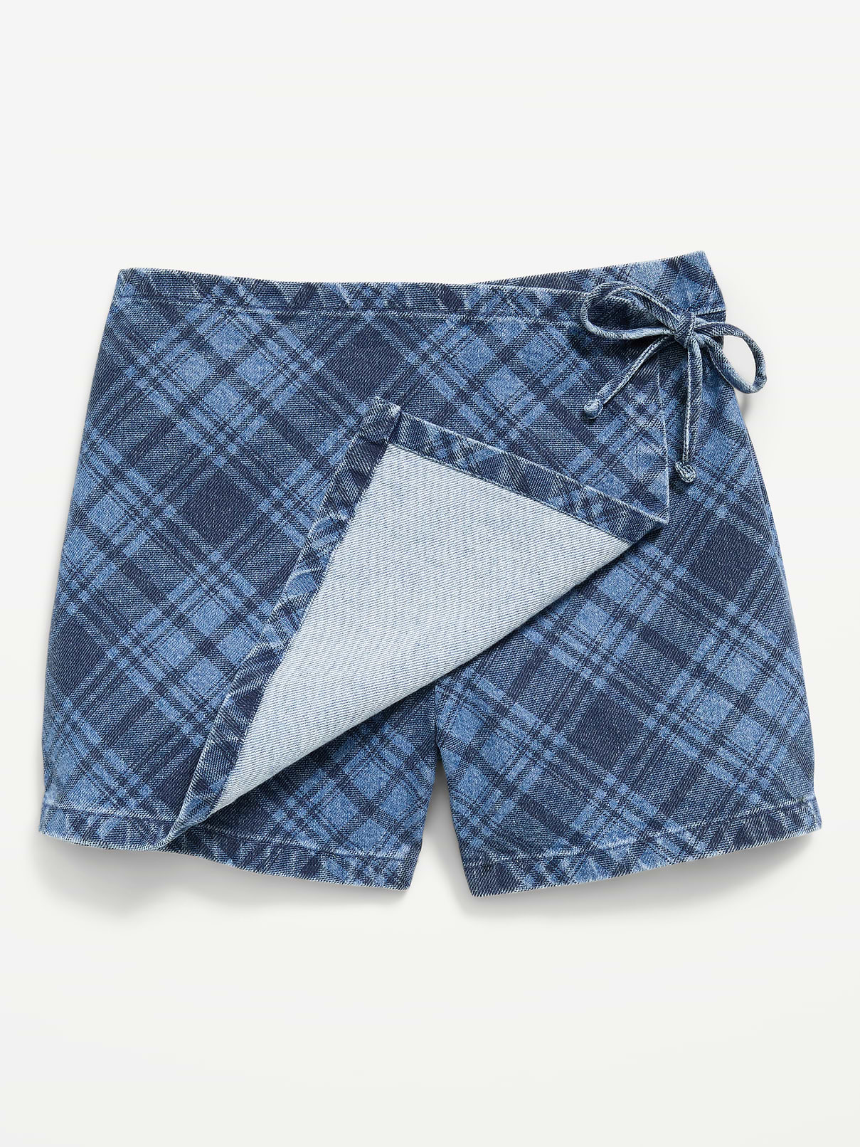 Image number 5 showing, Wrap-Front Plaid Denim Skort for Girls