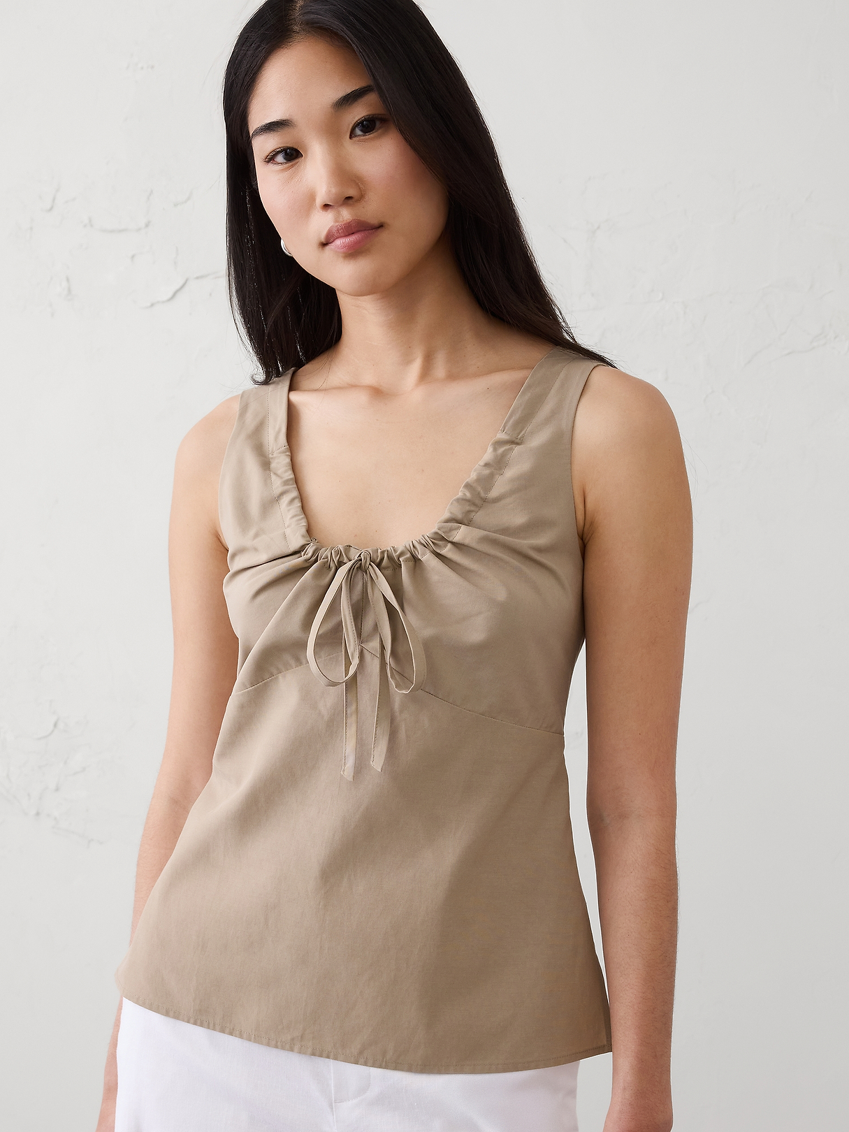 トップス 90s BANANA REPUBLIC Velor Cut-sew Cinched Neck-Tie Top | Banana Republic Factory