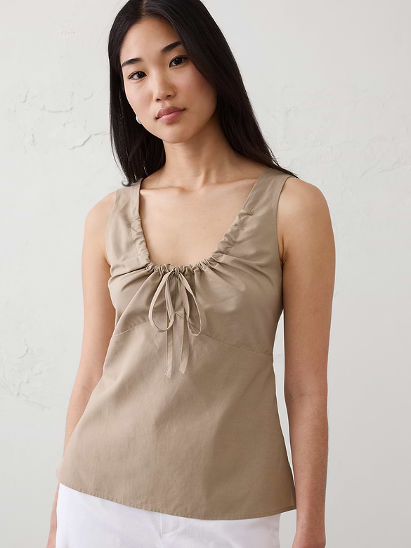 Cinched Neck-Tie Top