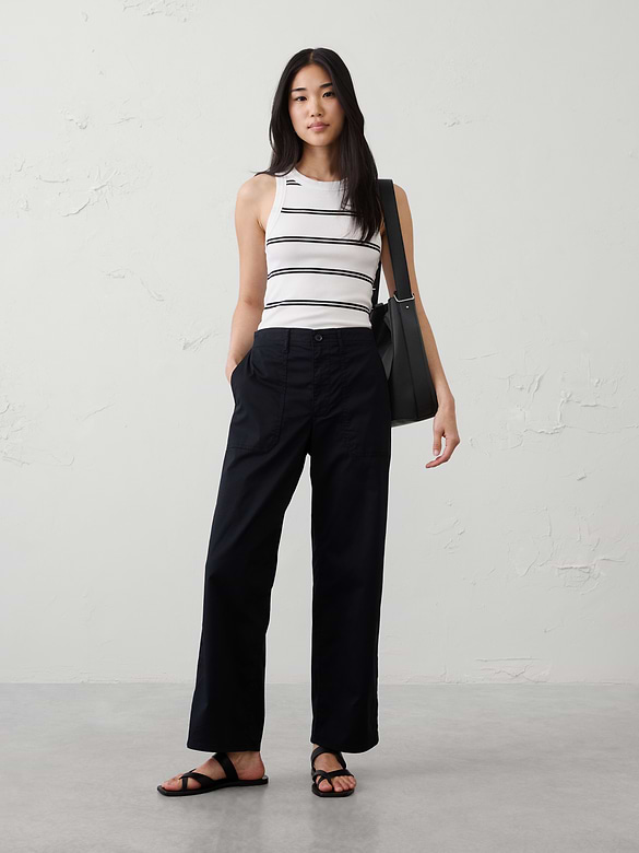 Straight High-Rise Twill Utility Pant