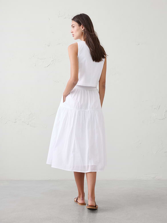 Tier Voile Midi Skirt