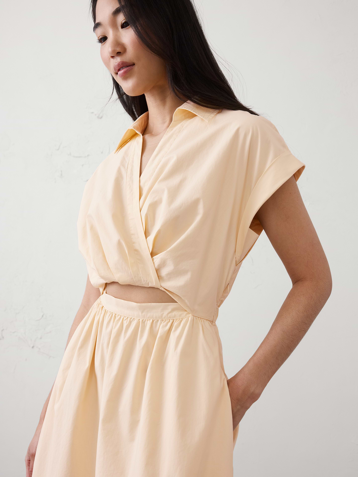 Image number 3 showing, Cutout Poplin Midi Dress