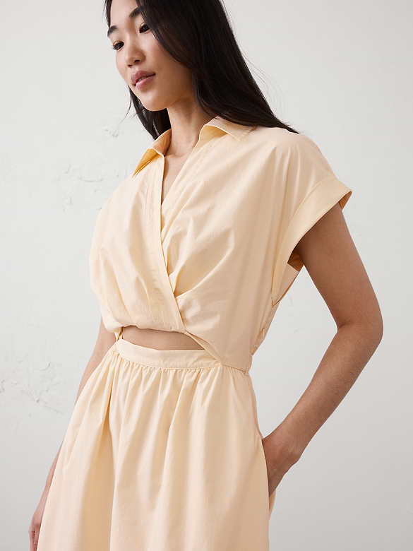 Cutout Poplin Midi Dress