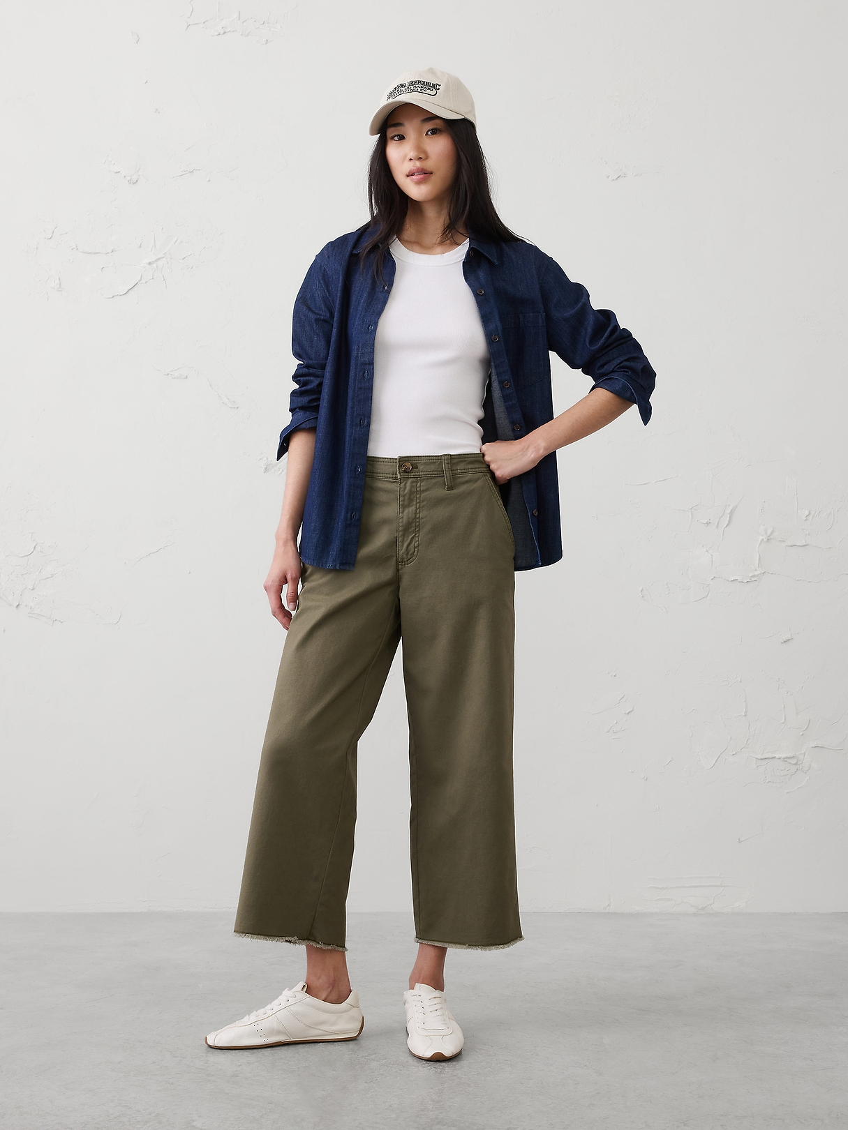 Wide-Leg High-Rise Authentic Cropped Chino | Banana Republic Factory